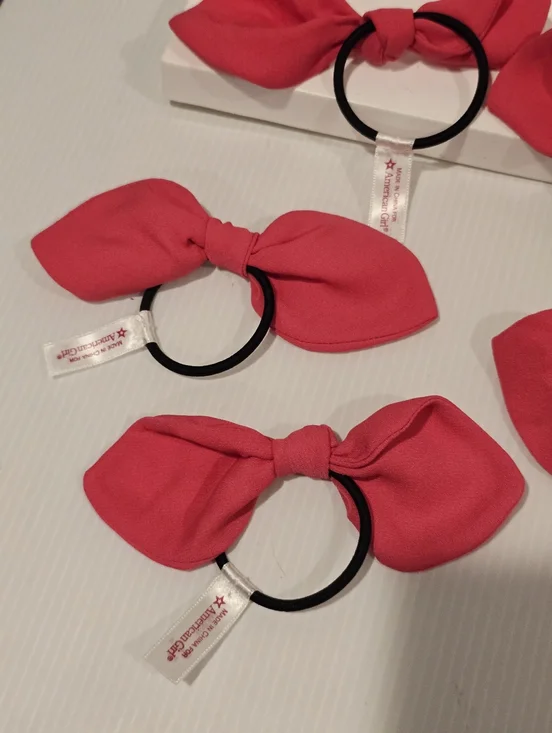 American Girl Store Exclusive Cafe Doll Pink Hair Bow Ponytail Holders Tie Set - Picture 3 of 9